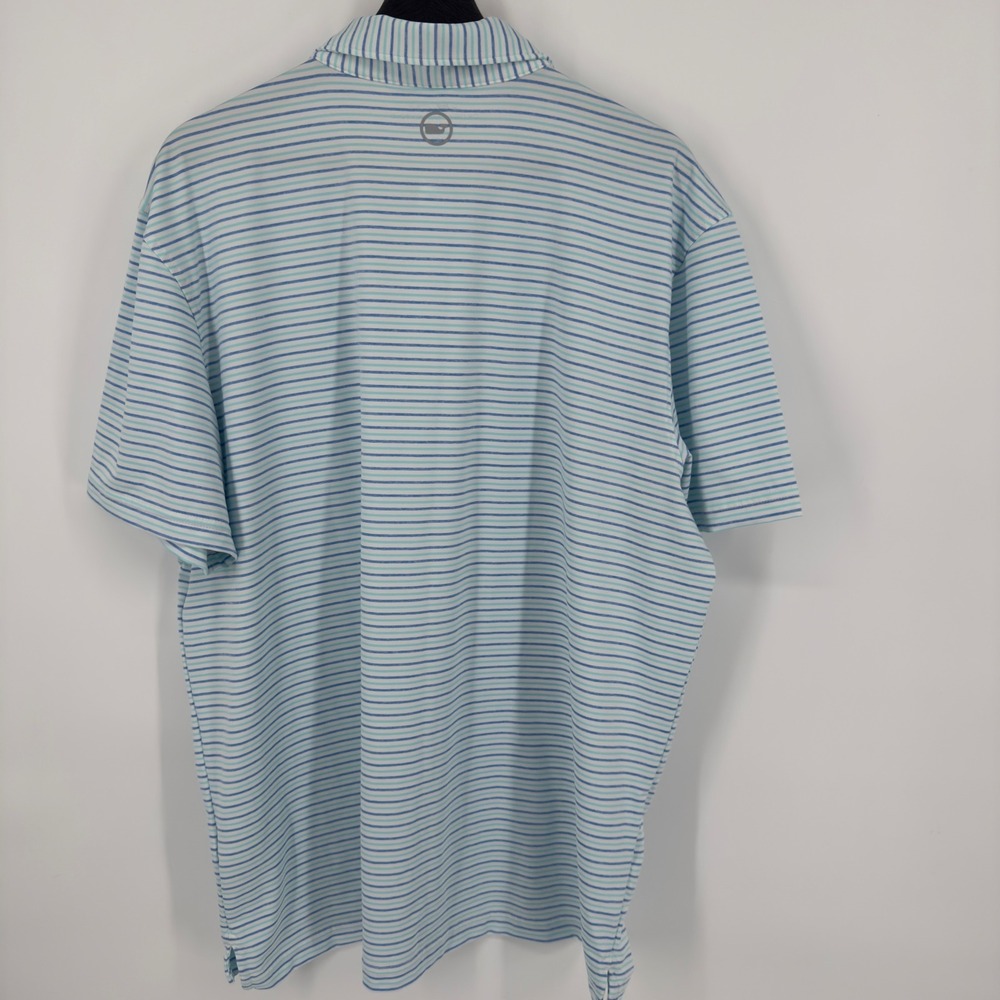 Vineyard Vines Mens XL On The Go Sankaty Polo Shirt Blue Stripe Whale Logo - Picture 3 of 7